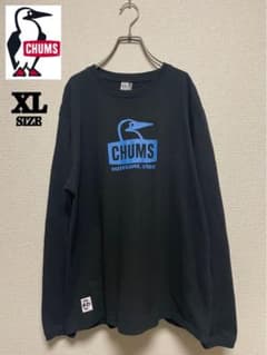★XLサイズ★ CHUMS チャムス 長袖Tシャツ 黒 デカロゴ ロンT