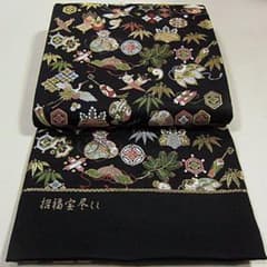 限定大幅値下げ新品 西陣織六通柄袋帯 吉祥文様 宝尽くし文様 綿芯御