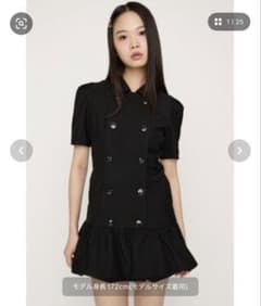 SLY ダブルボタンバルーンショートワンピース black - メルカリ