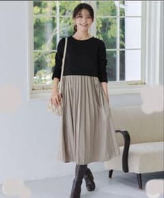 〈値下げ〉【新品】Tiaclasse　洗える裏起毛ドッキングワンピース Ｍのサムネイル