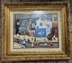 希少‼️ビン・カシワ　絵画　原画　モンマルトル丘の洗濯屋さん　額縁込み 1991年 希少‼️ビン・カシワ 絵画 原画 モンマルトル丘の洗濯屋さん 額縁込み