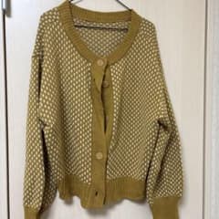 マスタードカラー 長袖カーディガン M