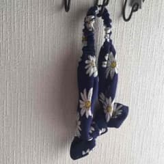 韓国ターバン花柄 青 ヘアバンドのサムネイル
