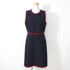 美品 グッチ ノースリーブ ワンピース 42 ネイビー - メルカリ