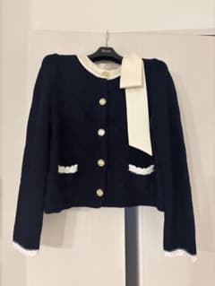 Rirandture MARIEBELLE ribbonknitjacket紺 Rirandture MARIEBELLE ribbonknitjacket紺 - メルカリ