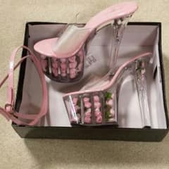 キャバ　薔薇クリアハイヒール　新品未使用のサムネイル