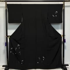 D759 訪問着 総刺繍 月 黒地 正絹 単衣 極美品 - メルカリ