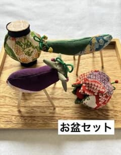 ちりめん細工「精霊馬セット」※鬼灯なし可能.コメントください。 ちりめん細工「お盆セット」※盆提灯なし可能.コメントください - メルカリ