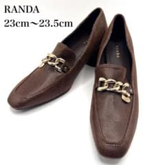 RANDA ランダ ローファー パンプス チェーン 型押し 茶色 23.5cmのサムネイル