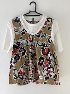 半袖Tシャツドッキングデザインレディース花柄のサムネイル