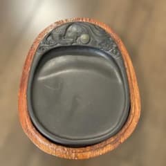 硯 鳳凰彫刻 木製蓋付き 書道用品 - メルカリ