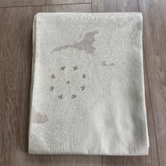 袋帯 汕頭刺繍　スワトウ刺繍　紬　生成り色のサムネイル