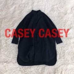CASEY CASEYコットンロングシャツ ネイビー紺色ワンピース - メルカリ