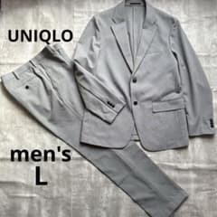 UNIQLO 感動ジャケット セットアップ L ウォッシャブル千鳥柄 グレー