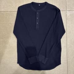 ワッフルヘンリーネックTシャツ ブラックのサムネイル