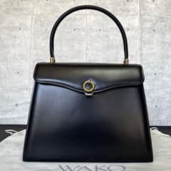 専用品WAKO 銀座和光 レザー ブラック ゴールド金具 トップハンドル