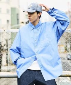NAUTICA 長袖 ビッグシルエットBDシャツ　ブルーのサムネイル