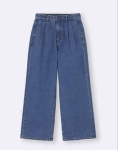 美品 GU デニムタックトラウザーBLUE Lサイズのサムネイル