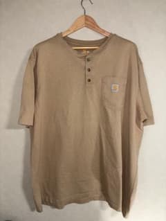 US古着 Carhartt ヘンリーネック3XL ベージュ ビックサイズのサムネイル
