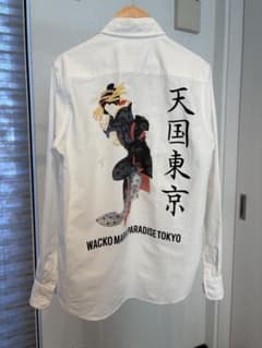 ワコマリア wacko maria 浮世絵　天国東京　シャツ　ホワイト　白　和柄 ワコマリア wacko maria 浮世絵 天国東京 シャツ ホワイト 白 和柄