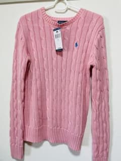 Ralph Lauren ピンク ケーブルニットセーター Lのサムネイル