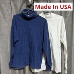 アメリカ製　コットン100% 長袖カットソー 2枚セット　白　紺のサムネイル