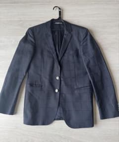 HUGO BOSS ネイビー チェック柄 テーラードジャケット 46 - メルカリ