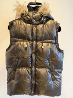 値下げ】美品 heritage stone ファーダウンベスト迷彩ダブルジップ 