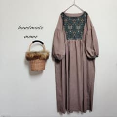 handmadeウィリアムモリス✕コーデュロイワンピース長袖freeベージュ