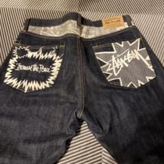 (*)様 希少✨STUSSY ステューシー　ストレートデニムパンツ　ポケットロゴ 様 希少✨STUSSY ステューシー ストレートデニムパンツ ポケットロゴ