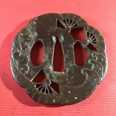 鐵地透かし 「桜扇流水図」 鍔 江戸時代保証 書鍔箱 - メルカリ
