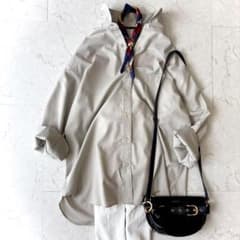 24SS 美品 AP STUDIO 日本製 オーバーサイズ 長袖 シャツ グレー 