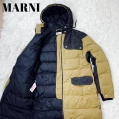 美品】MARNI マルニ レザー・ウール切り替えダウンコート フード M