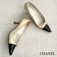 CHANEL シャネル パンプス バイカラー ココマーク 21cm 34 - メルカリ