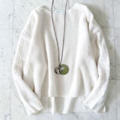 美品♪ネミカ チュールレース使いセーター クルーネックニット 大きいサイズ 美品♪ネミカ チュールレース使いセーター クルーネックニット 大きい