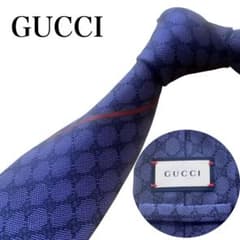 GUCCI ジャガードGGパターン ネクタイ gg柄 ブルー ネイビー - メルカリ