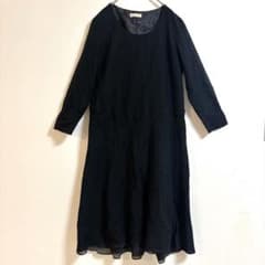 Chouchou de Maman Cotton Long Dress, Long Sleeves, Size L, Black, Simple Design