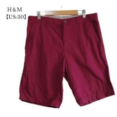 H&M Men's Half Pants, Wine Red, Solid Color, US30