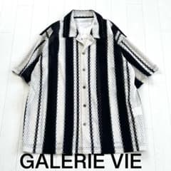 GALERIE VIEランダムストライプ オープンカラーシャツ バイカラー 