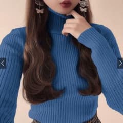 タートルネックリブニットトップスのサムネイル