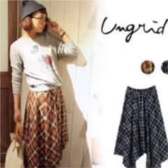 ungrid  イレヘムチェックマキシスカート 緑のサムネイル