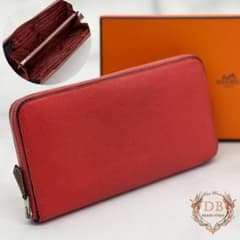 エルメス アザップロング シルクイン コーラル シルバー金具 レッド H 