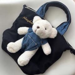 ぬいぐるみ付き トートバッグ ブラックのサムネイル