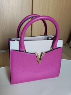 Versace Vロゴ 2way ハンドバッグ ピンク【B】中古品のサムネイル