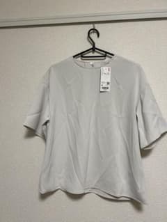 UNIQLO ドレープTブラウス 半袖 オフホワイト M 新品タグ付きのサムネイル