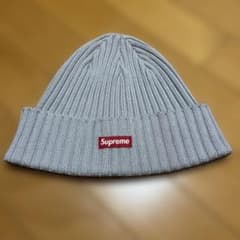 Supreme グレー ニット帽 リブ編み ボックスロゴ - メルカリ