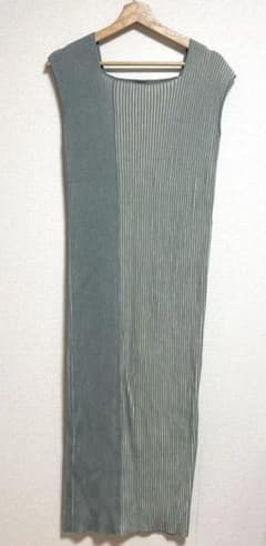 Lagunamoonノースリーブ ニットワンピース グリーン系 ストライプのサムネイル