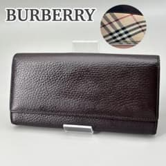 Burberry バーバリー ノバチェック がま口 長財布 レザー シボ革