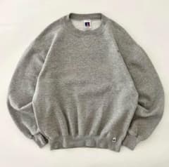 希少短丈】90s ラッセル USA製 前V 無地スウェット グレー 企業物 M