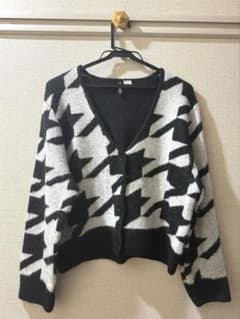 H&M千鳥格子柄 ニットカーディガン 長袖